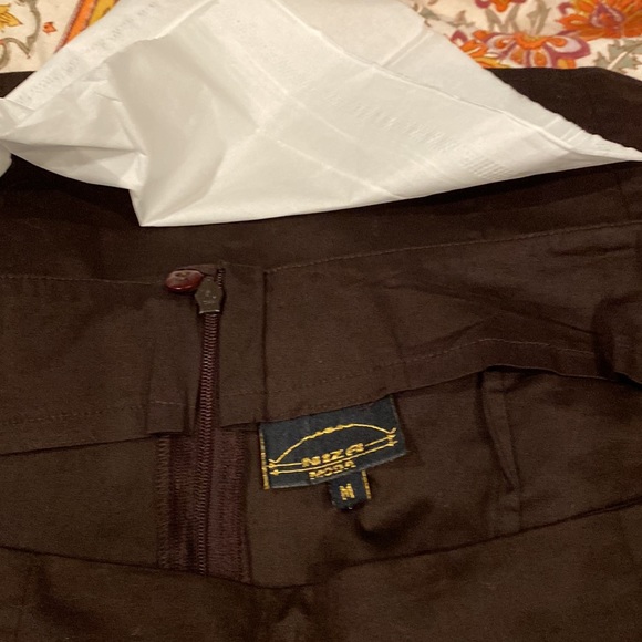 Niza Moda - Madrid, Spain - Brown Skirt, Embroidered Graphic Hem Design - EUC, M - Picture 9 of 11